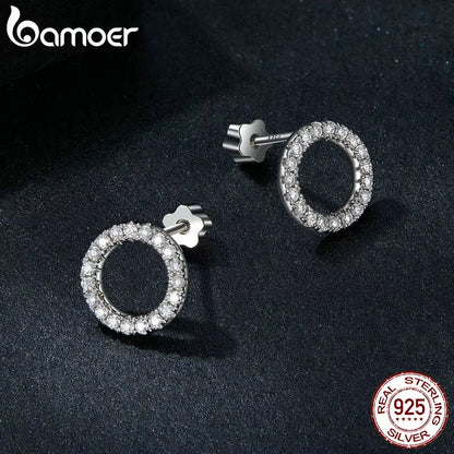 Forever Clear Moissanite 925 Sterling Silver Circle round Stud Earrings Dazzling Ideal Cut Lab Created Diamond Bijoux