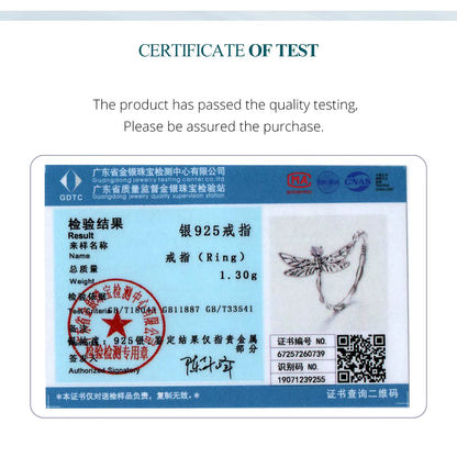 925 Sterling Silver Twist Dragonfly Open Ring Pave Setting CZ Adjustable Insect Ring for Women Teens Party Jewelry Gift