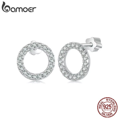 Forever Clear Moissanite 925 Sterling Silver Circle round Stud Earrings Dazzling Ideal Cut Lab Created Diamond Bijoux