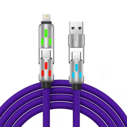 4-In-1 240W Type C Fast Charging Cable USB PD Silicone Super Fast Charging Cord Type-C to USB a Cable for Iphone Samsung Xiaomi